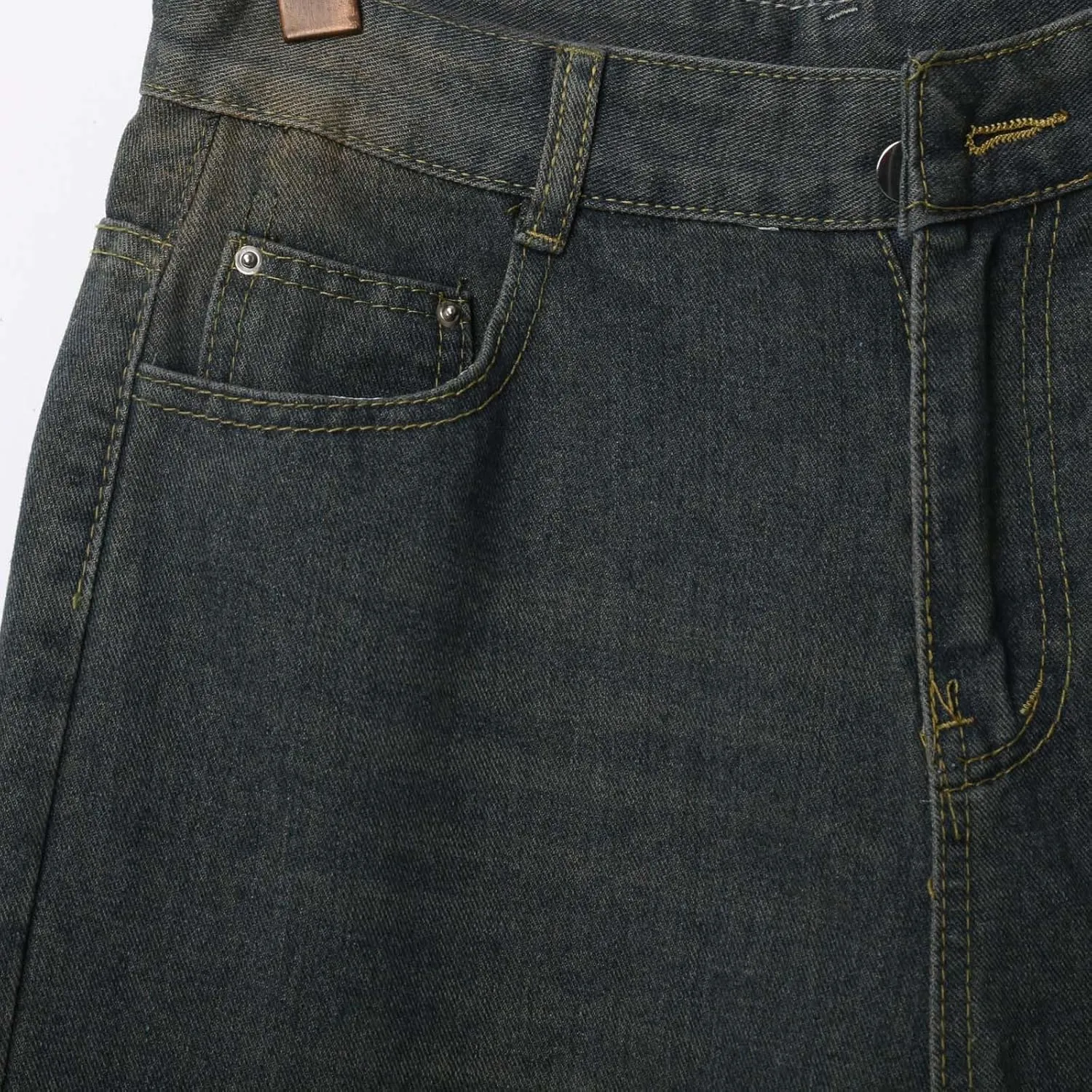 Mens Y2K Grunge Baggy Jean Shorts Casual Hip Hop Aesthetic Pants Loose Fit Denim Shorts Streetwear