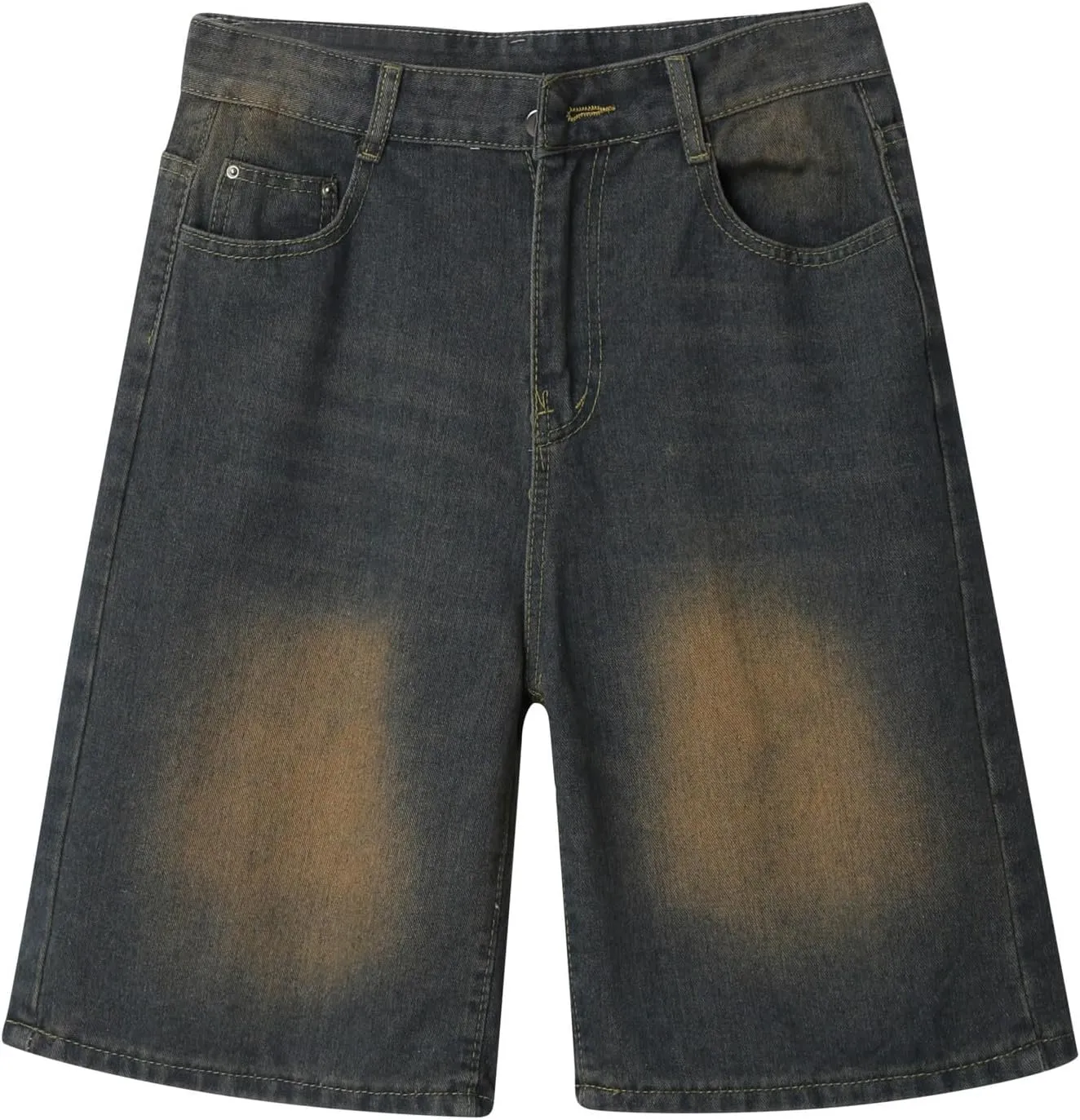 Mens Y2K Grunge Baggy Jean Shorts Casual Hip Hop Aesthetic Pants Loose Fit Denim Shorts Streetwear