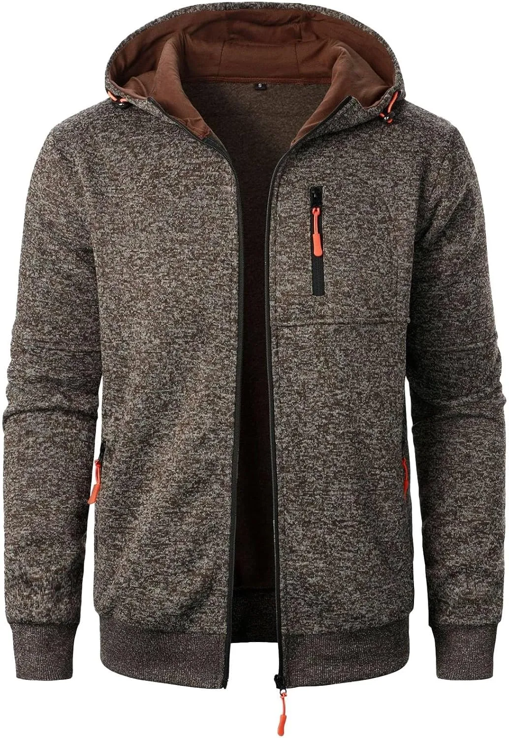 Men's Zip Up Hoodie Thermal Winter Sweatshirt Big and Tall Warm Sweater