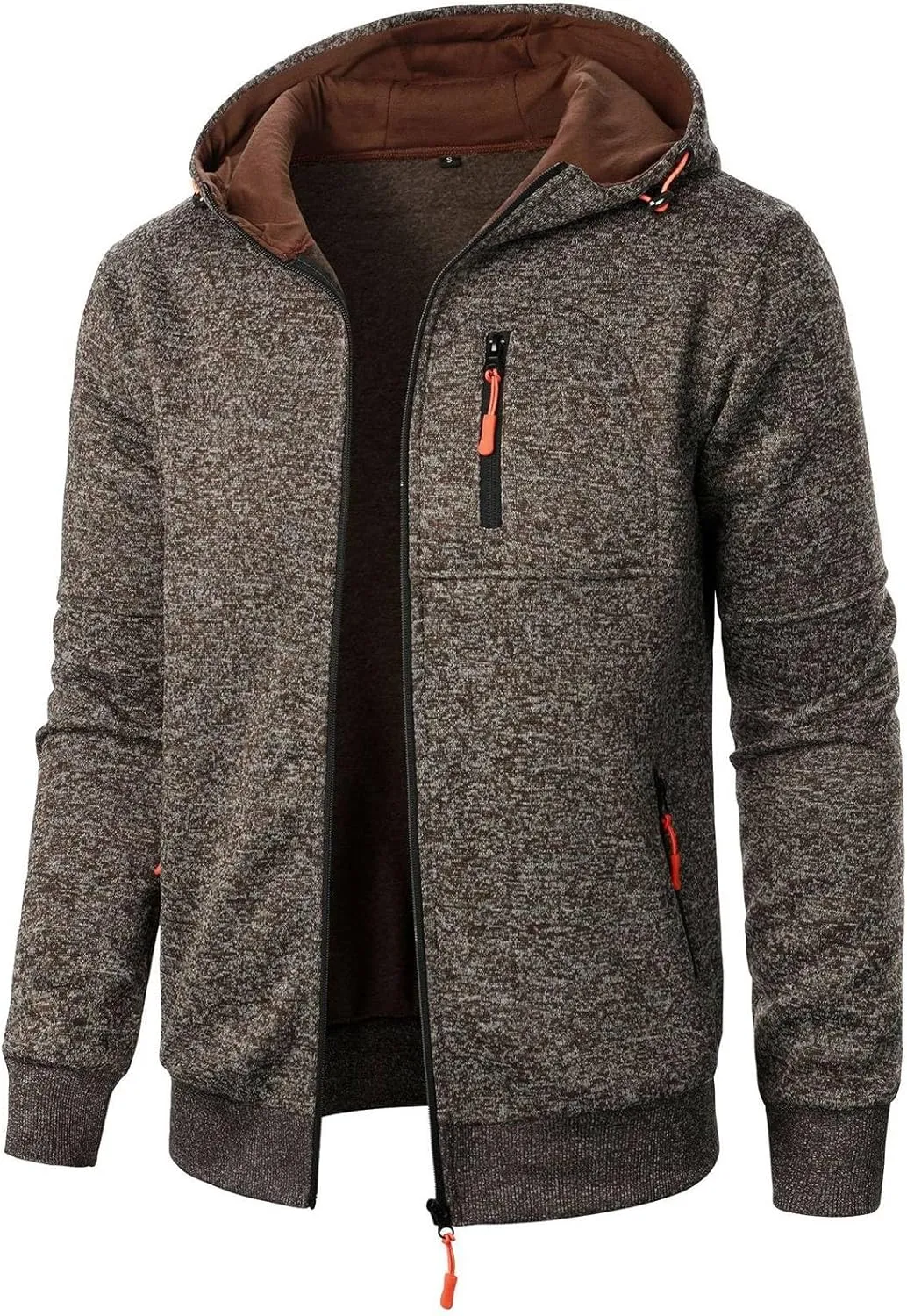 Men's Zip Up Hoodie Thermal Winter Sweatshirt Big and Tall Warm Sweater