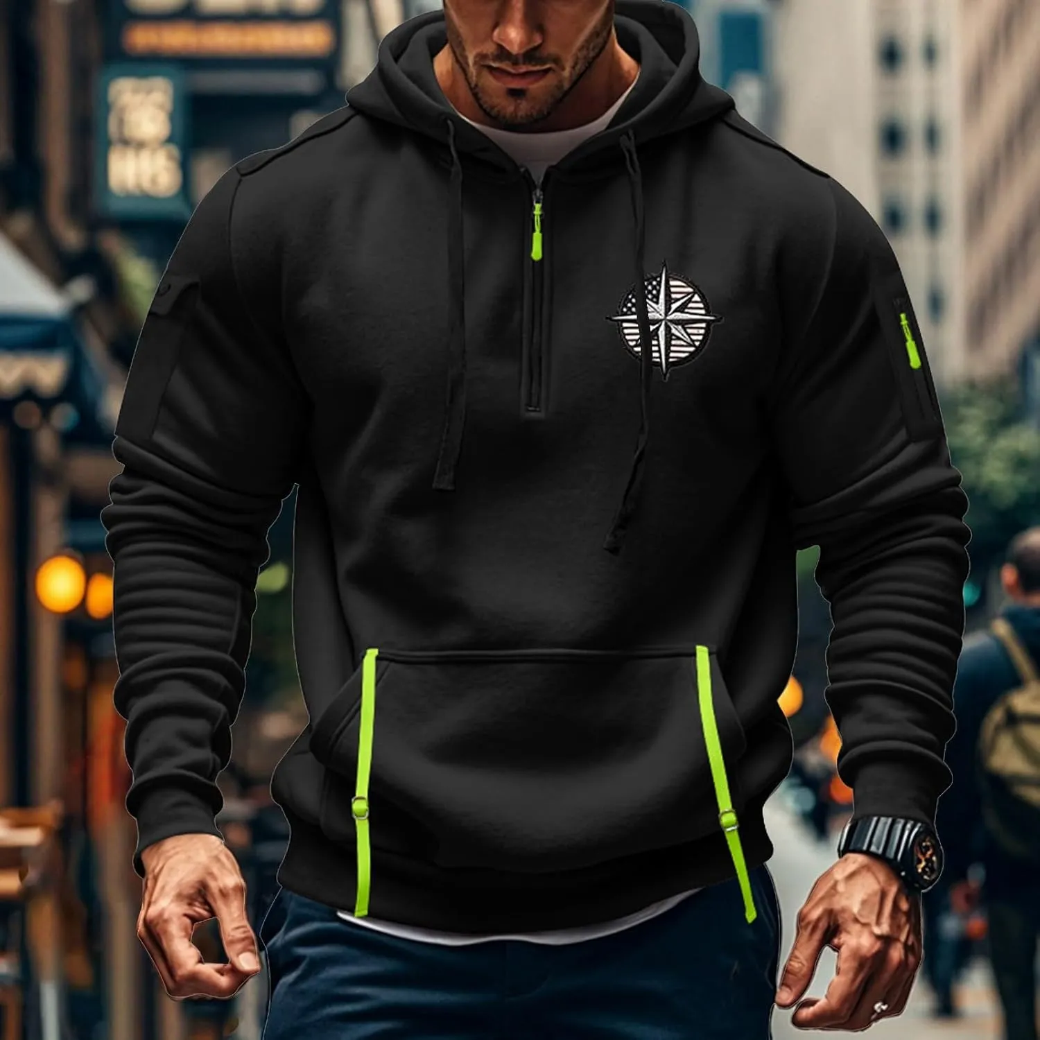 Mens Zip Up Hoodies With Pocket Casual Fashion Long Sleeve Graphic Oversized Pullover Sweatshirts