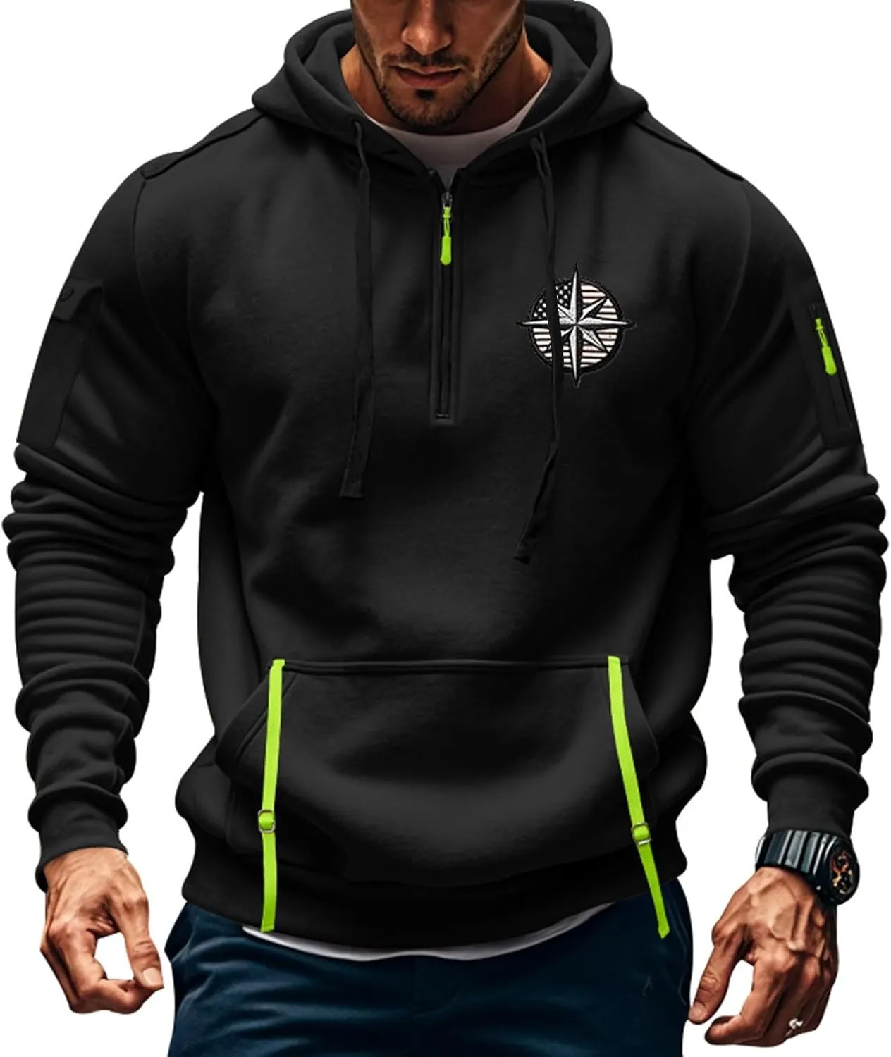 Mens Zip Up Hoodies With Pocket Casual Fashion Long Sleeve Graphic Oversized Pullover Sweatshirts