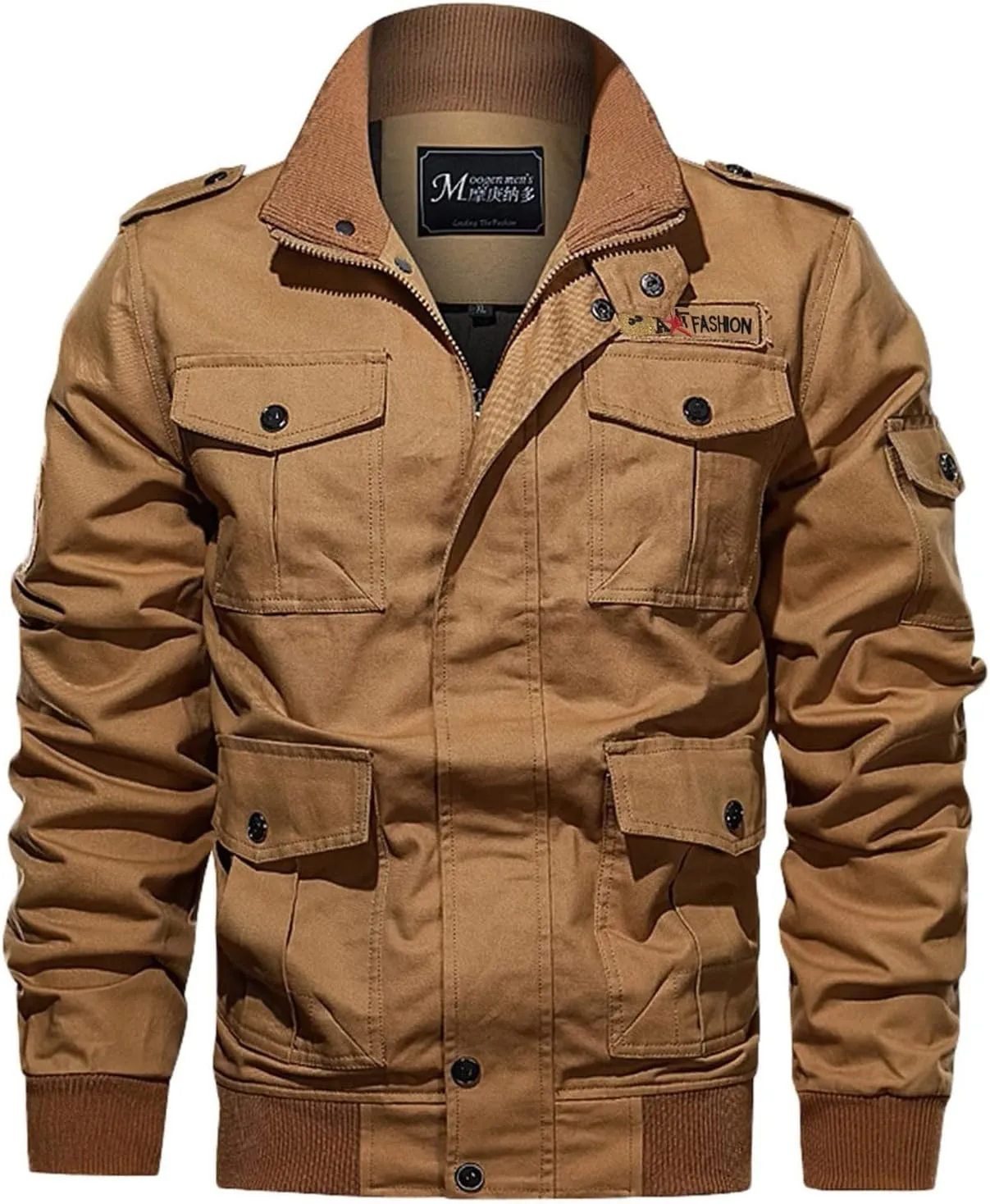 Military Jacket for Men Big and Tall Tactical Jacket with Multi Pockets Stand Collar Coats Cargo Bomber Working Jacket