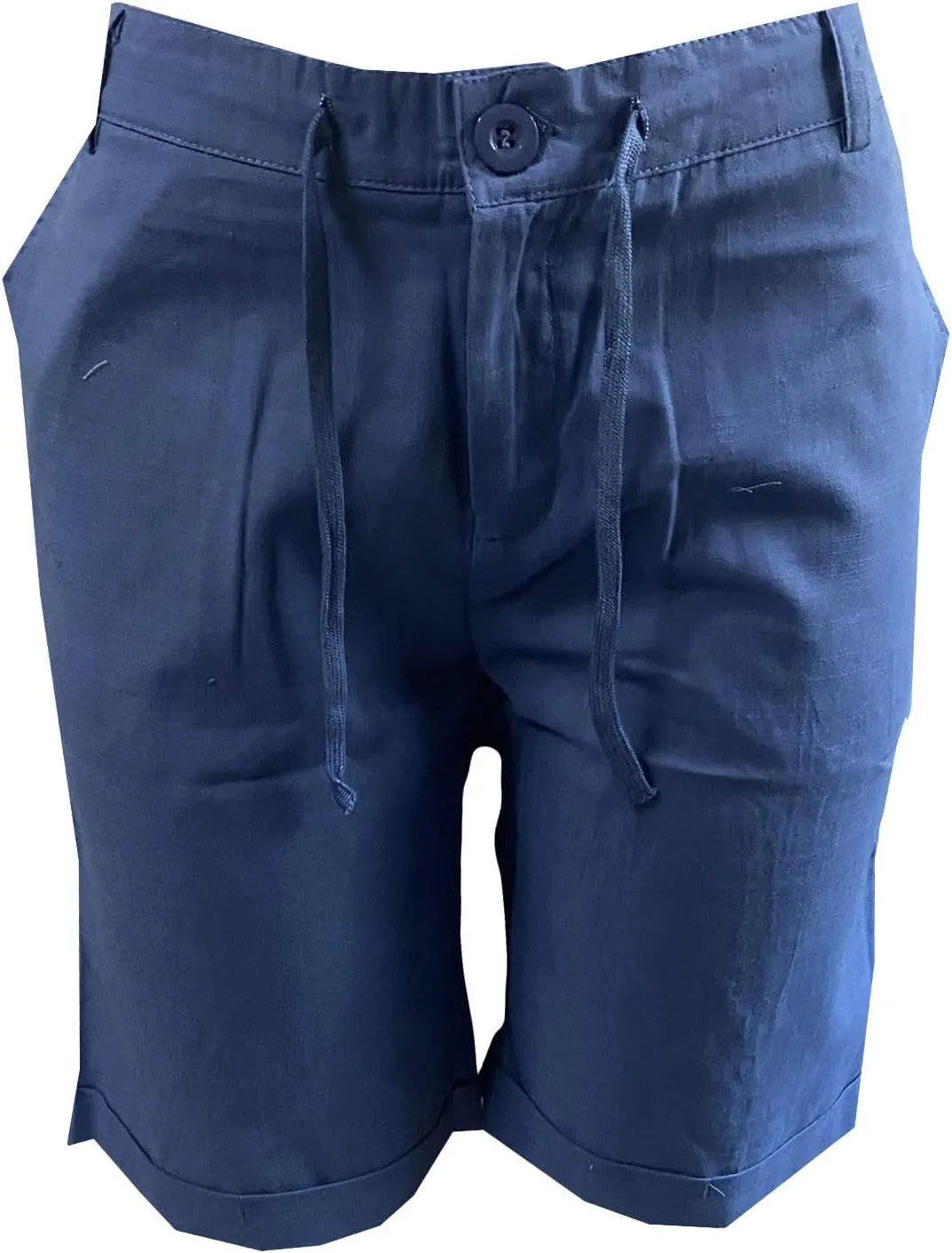 Muscularfit Mens Casual Shorts Flex Drawstring Elastic Waist Summer Beach Short with Pockets 5 Inch Inseam Cotton Linen Short