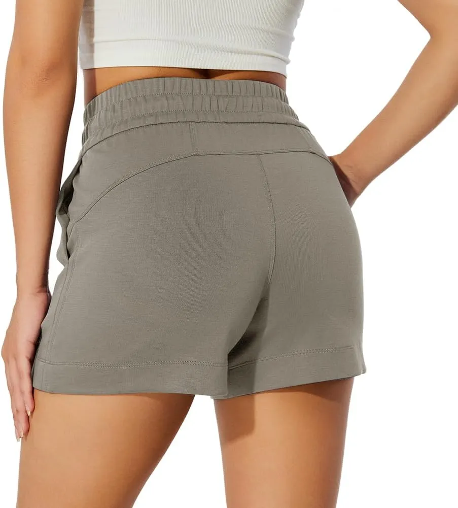 NIMENJOJA Womens High Waisted Sweat Shorts Drawstring Workout Lounge Shorts for Athletic Gym with Pockets