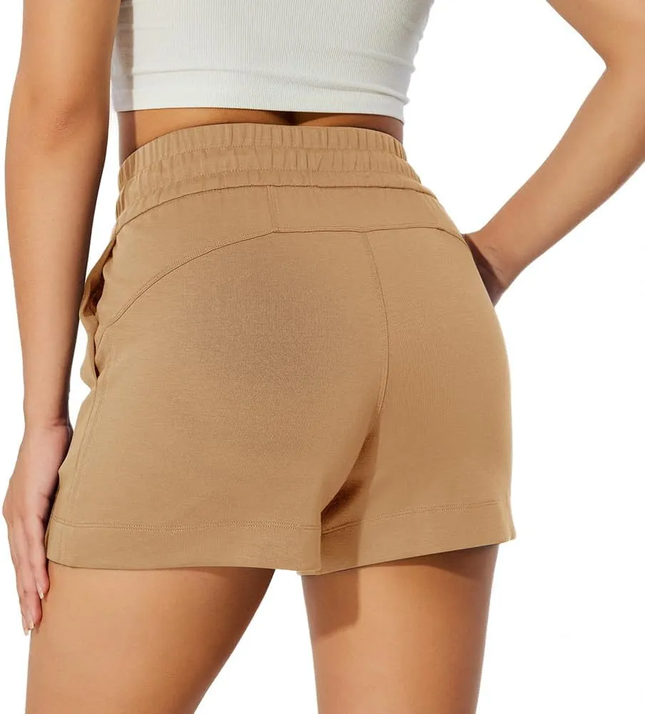 NIMENJOJA Womens High Waisted Sweat Shorts Drawstring Workout Lounge Shorts for Athletic Gym with Pockets