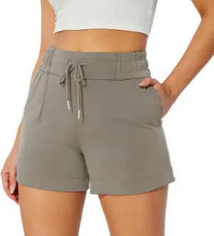 NIMENJOJA Womens High Waisted Sweat Shorts Drawstring Workout Lounge Shorts for Athletic Gym with Pockets