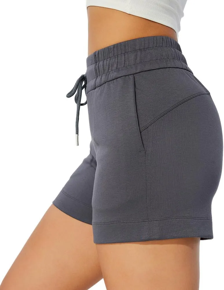 NIMENJOJA Womens High Waisted Sweat Shorts Drawstring Workout Lounge Shorts for Athletic Gym with Pockets