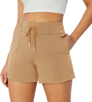 NIMENJOJA Womens High Waisted Sweat Shorts Drawstring Workout Lounge Shorts for Athletic Gym with Pockets