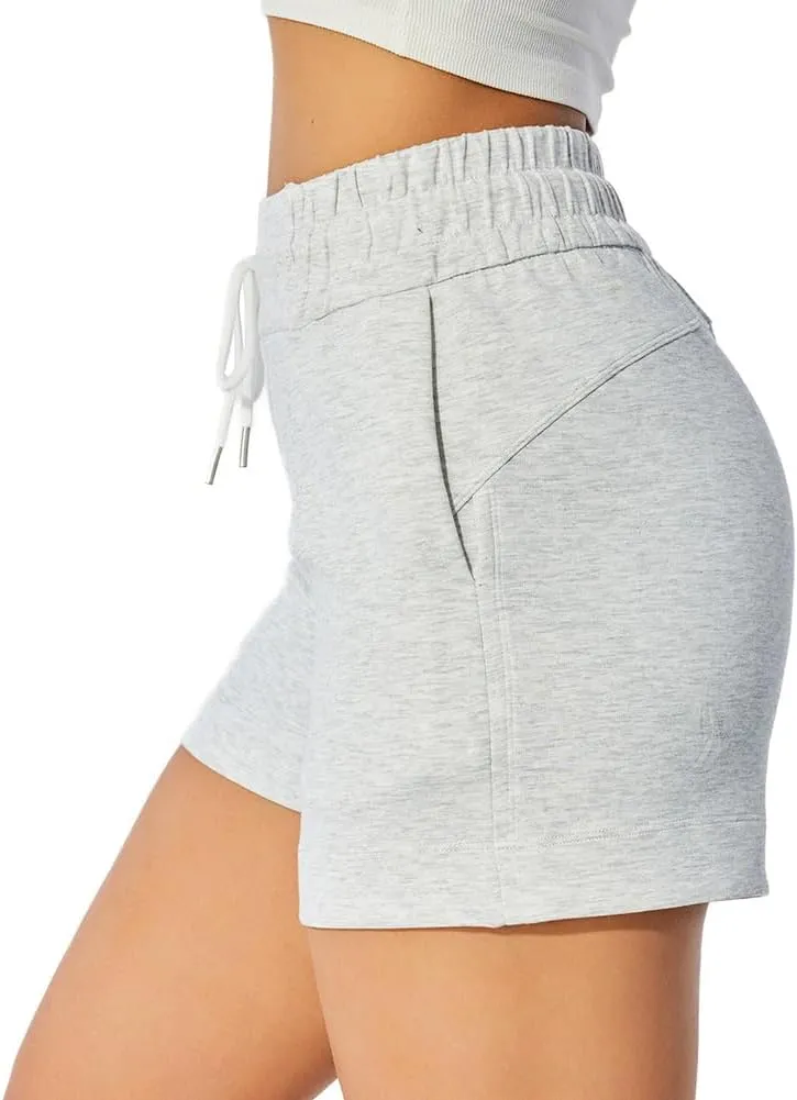 NIMENJOJA Womens High Waisted Sweat Shorts Drawstring Workout Lounge Shorts for Athletic Gym with Pockets