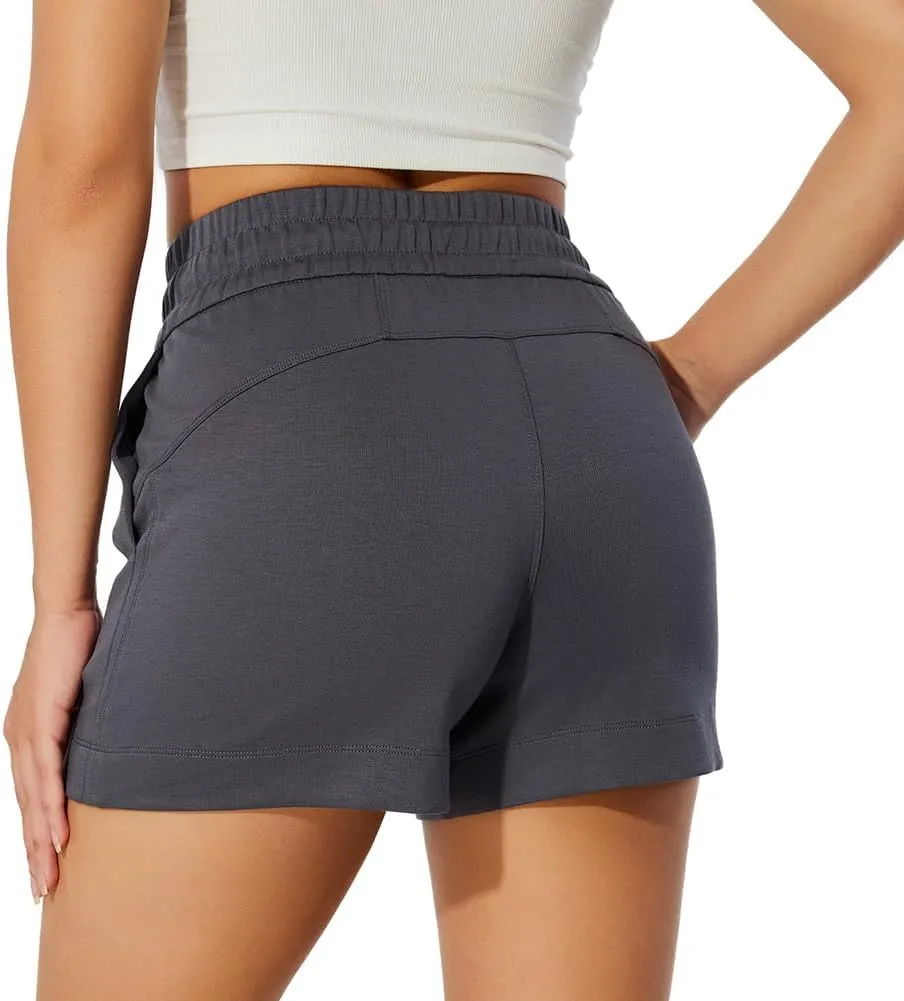 NIMENJOJA Womens High Waisted Sweat Shorts Drawstring Workout Lounge Shorts for Athletic Gym with Pockets