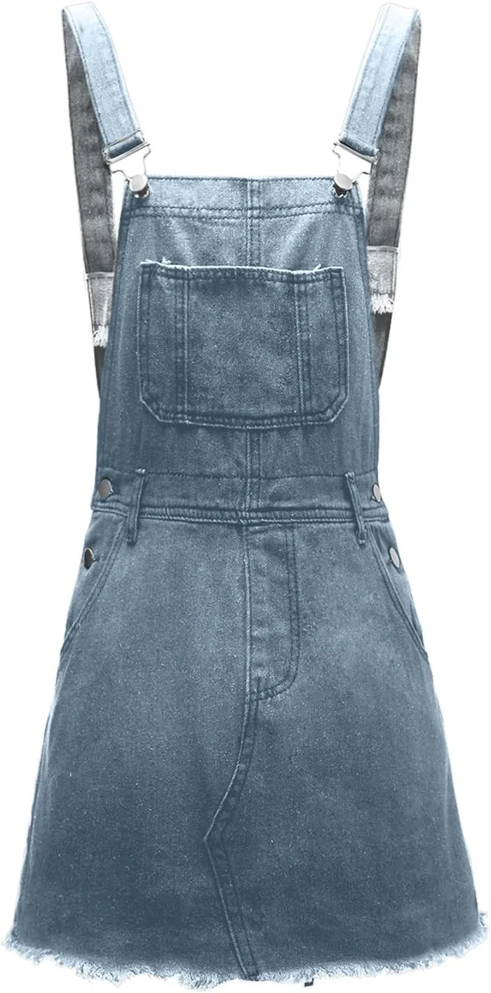 OIOLOYJM Denim Jumpsuit for Womens Shortalls Casual Adjustable Straps High Waist Bib Jeans Overalls Shorts Rompers for Women