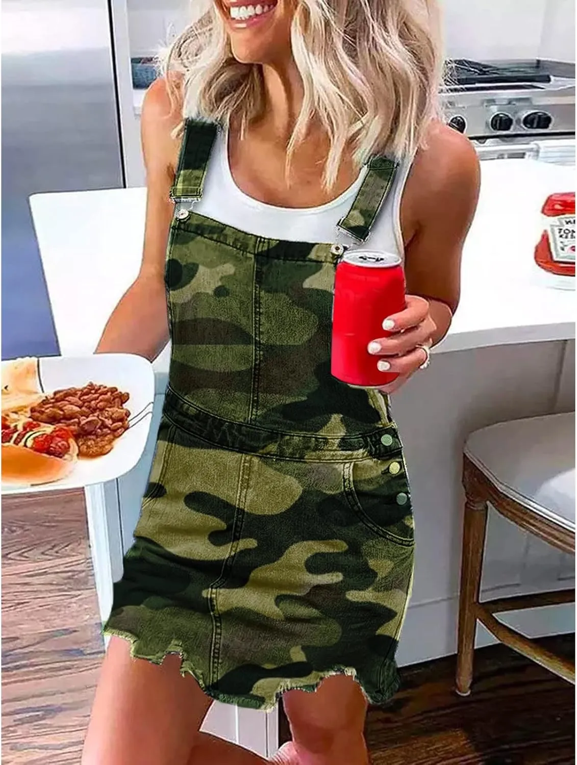 OIOLOYJM Denim Jumpsuit for Womens Shortalls Casual Adjustable Straps High Waist Bib Jeans Overalls Shorts Rompers for Women