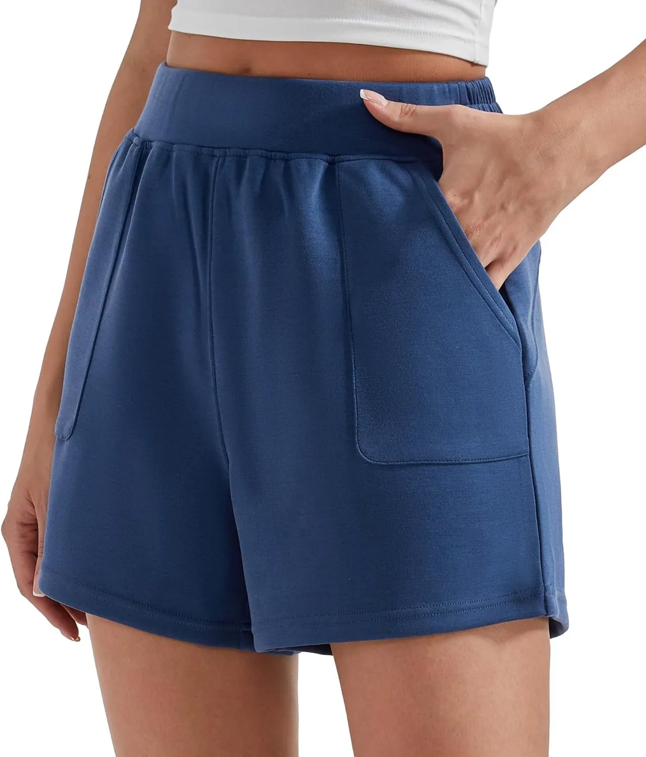 OMKAGI Athletic Sweat Shorts Women High Waisted Summer Lounge Shorts with Pockets