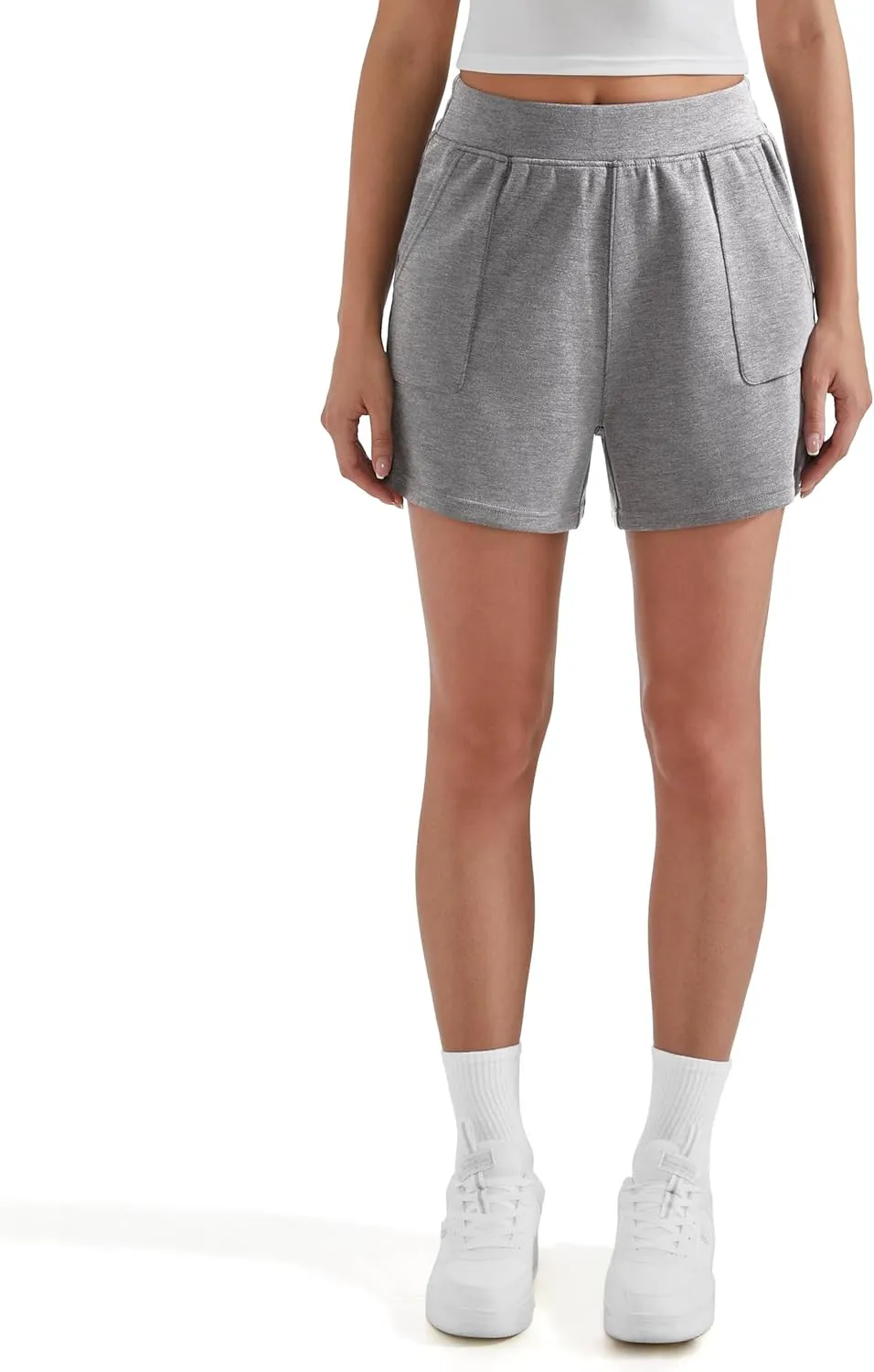 OMKAGI Athletic Sweat Shorts Women High Waisted Summer Lounge Shorts with Pockets