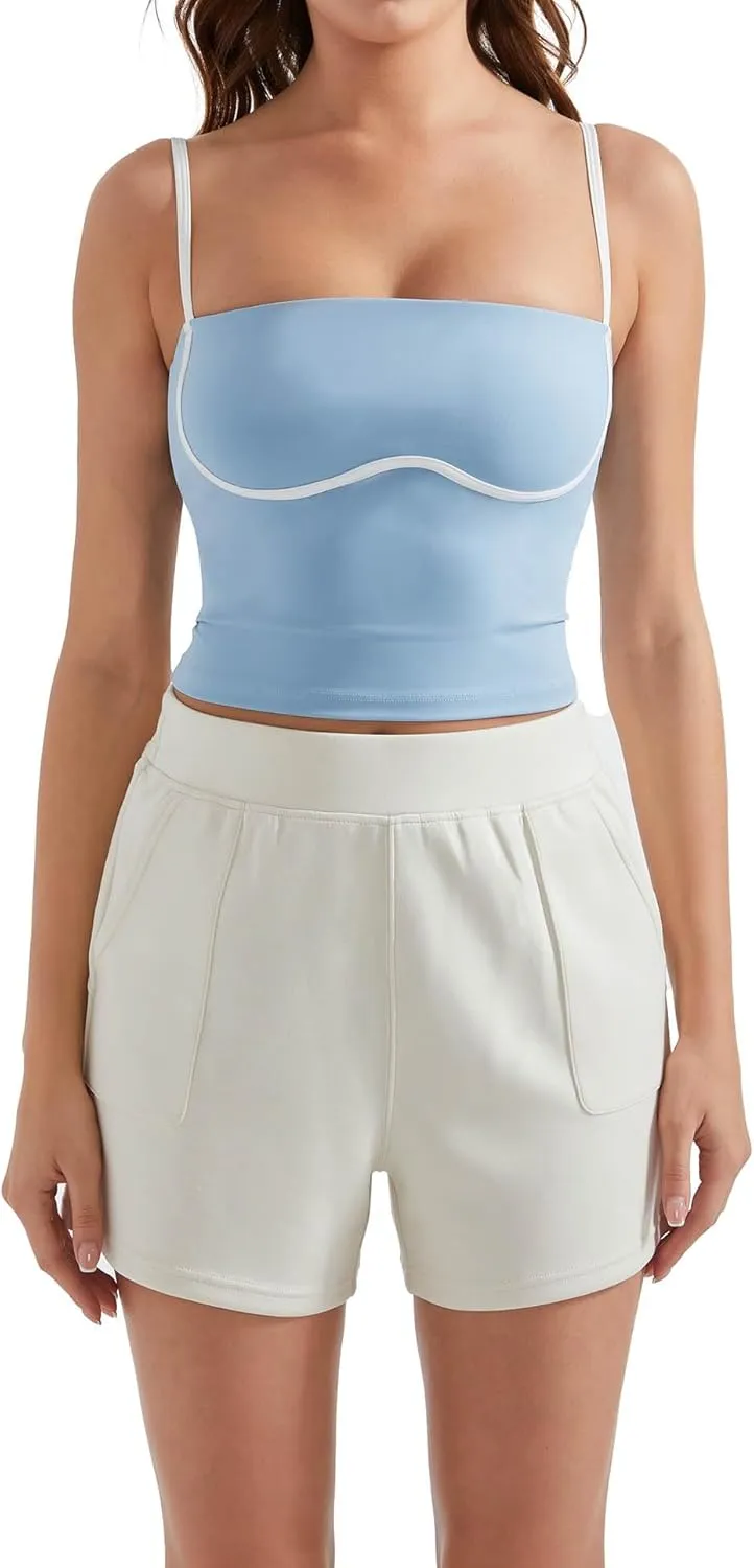 OMKAGI Athletic Sweat Shorts Women High Waisted Summer Lounge Shorts with Pockets