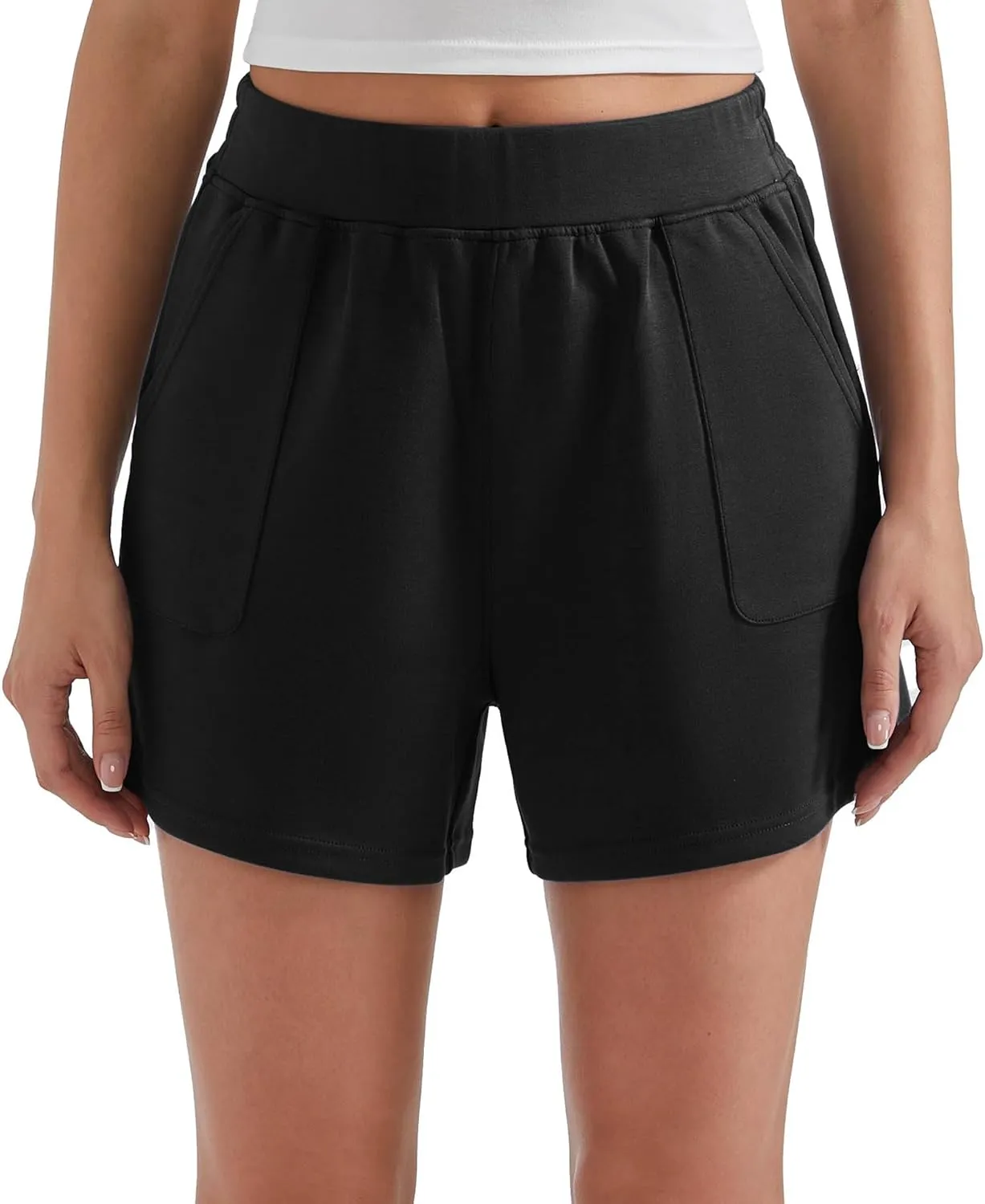 OMKAGI Athletic Sweat Shorts Women High Waisted Summer Lounge Shorts with Pockets