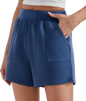 OMKAGI Athletic Sweat Shorts Women High Waisted Summer Lounge Shorts with Pockets