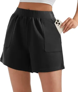 OMKAGI Athletic Sweat Shorts Women High Waisted Summer Lounge Shorts with Pockets