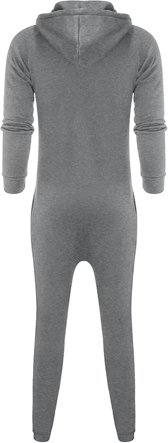 One Piece Hoodie for Men Zip Up Hooded Onesies Fall Winter Casual Workout Playsuit Rompers Mens Big and Tall Coverall