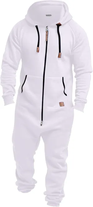 One Piece Hoodie for Men Zip Up Hooded Onesies Fall Winter Casual Workout Playsuit Rompers Mens Big and Tall Coverall