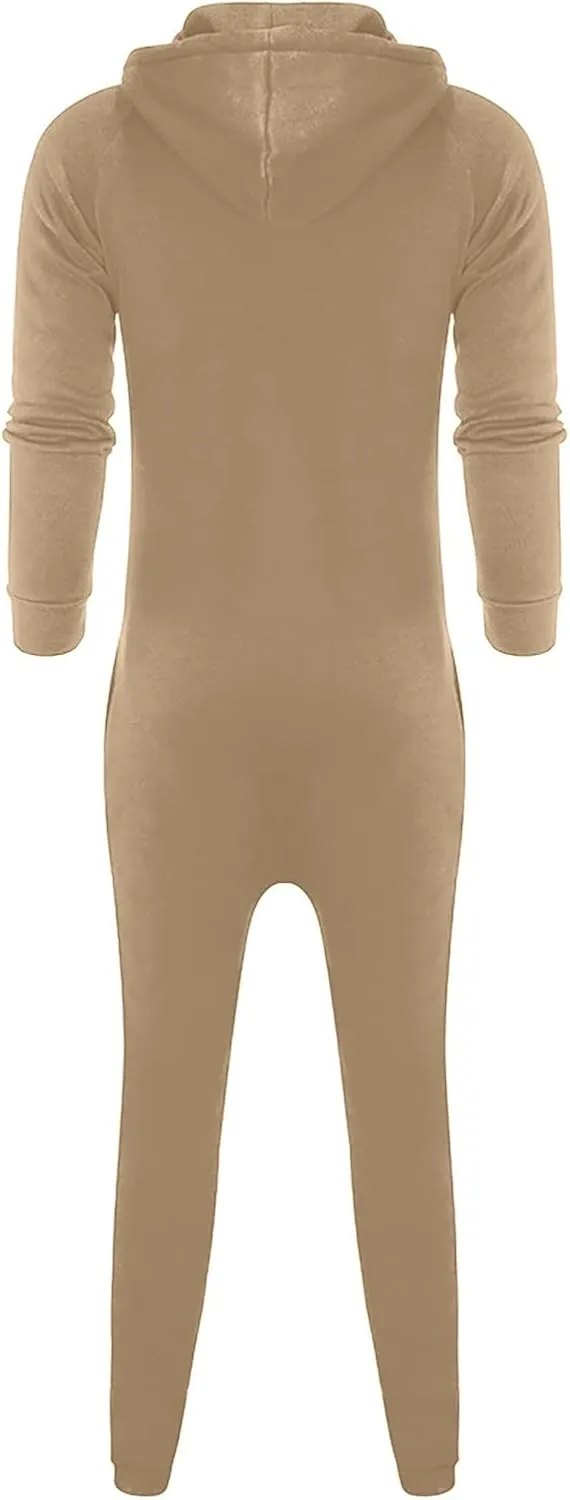 One Piece Hoodie for Men Zip Up Hooded Onesies Fall Winter Casual Workout Playsuit Rompers Mens Big and Tall Coverall