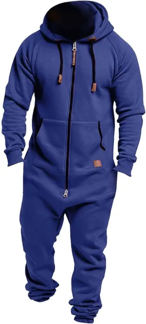 One Piece Hoodie for Men Zip Up Hooded Onesies Fall Winter Casual Workout Playsuit Rompers Mens Big and Tall Coverall