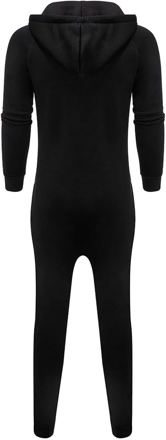 One Piece Hoodie for Men Zip Up Hooded Onesies Fall Winter Casual Workout Playsuit Rompers Mens Big and Tall Coverall