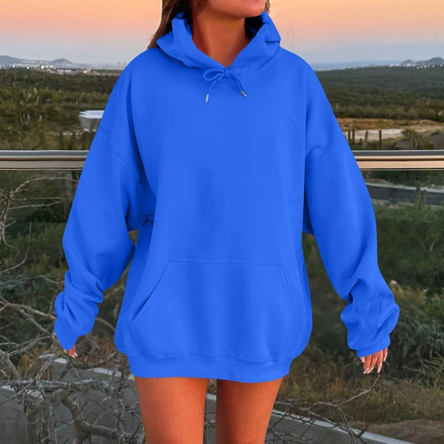 Oversized Hoodies for Women Winter Cute Drawstring Sweatshirts Pullover 2024 Fashion Solid Tops Trendy Casual Outfits