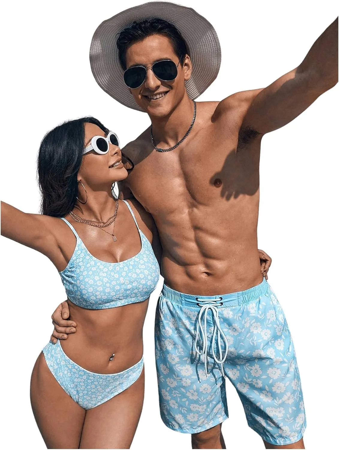 OYOANGLE Men's Floral Print Shorts Running Athletic Sport Shorts Quick Dry Summer Beach Shorts