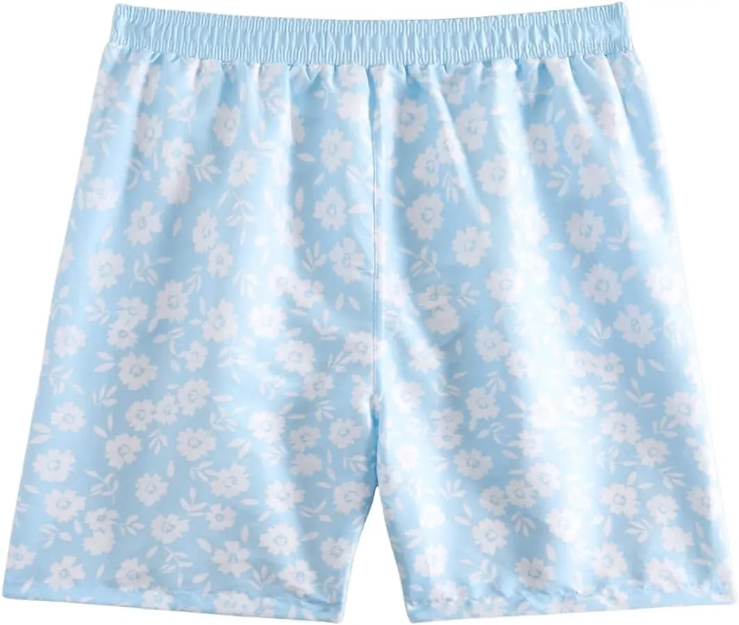 OYOANGLE Men's Floral Print Shorts Running Athletic Sport Shorts Quick Dry Summer Beach Shorts