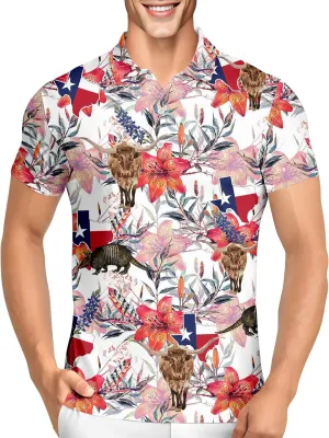 PAGYMO Golf Shirts for Men Crazy Funny Hawaiian Print Mens Polo Shirt