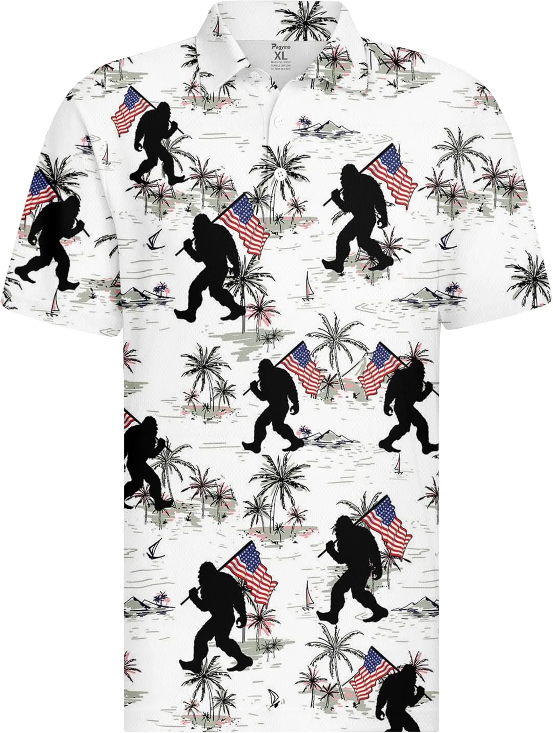 PAGYMO Golf Shirts for Men Crazy Hawaiian Funny Print Mens Polo Shirt