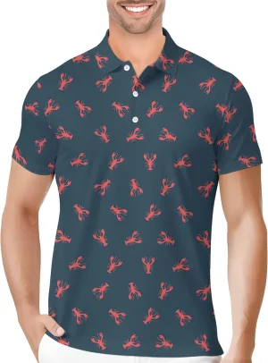 PAGYMO Golf Shirts for Men Crazy Hawaiian Funny Print Mens Polo Shirt