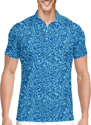 PAGYMO Golf Shirts for Men Crazy Hawaiian Funny Print Mens Polo Shirt