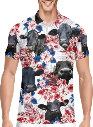 PAGYMO Golf Shirts for Men Crazy Hawaiian Print Funny Mens Polo Shirt