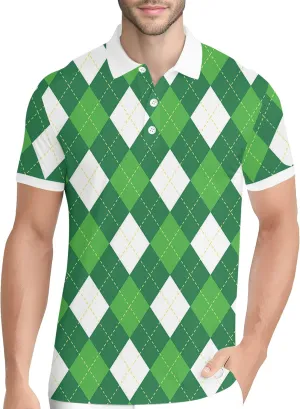 PAGYMO Golf Shirts for Men Crazy Hawaiian Print Funny Mens Polo Shirt