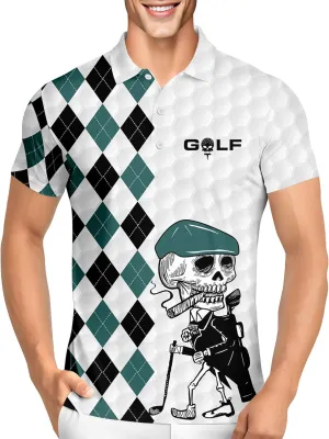 PAGYMO Golf Shirts for Men Crazy Print Funny Hawaiian Mens Polo Shirt