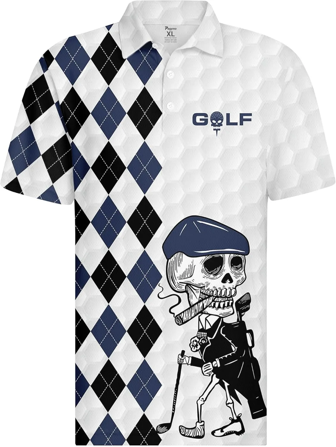 PAGYMO Golf Shirts for Men Hawaiian Crazy Funny Print Mens Polo Shirt