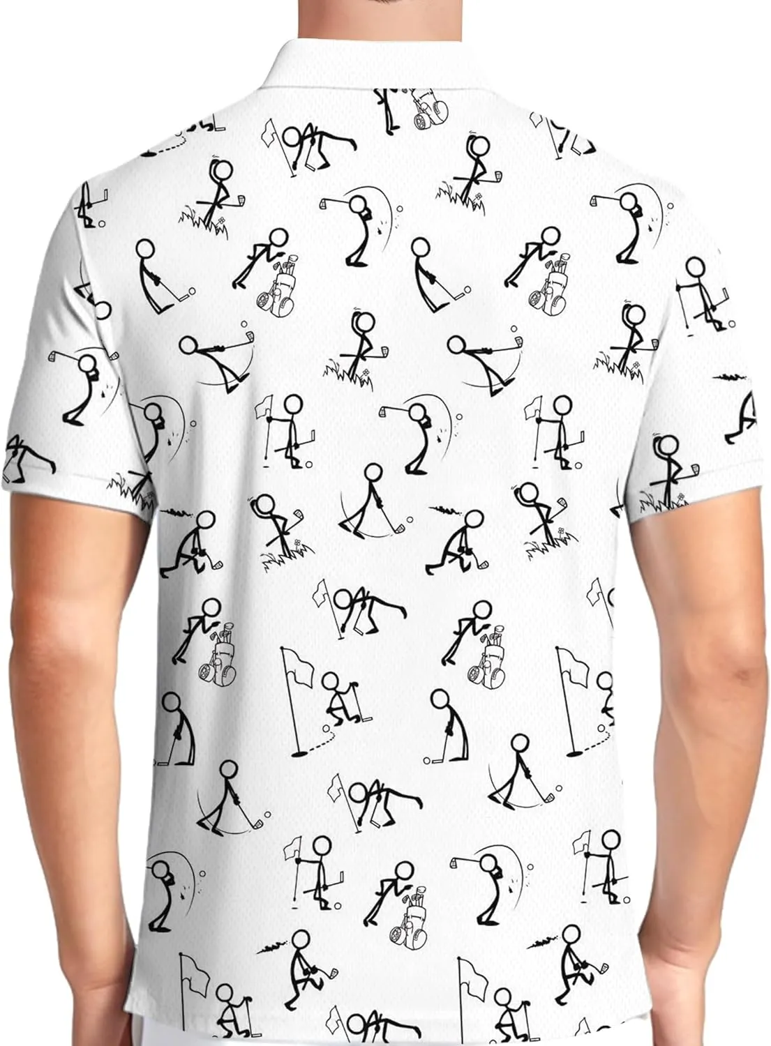PAGYMO Golf Shirts for Men Hawaiian Crazy Funny Print Mens Polo Shirt