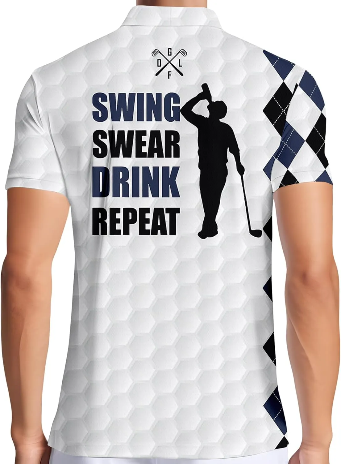 PAGYMO Golf Shirts for Men Hawaiian Crazy Funny Print Mens Polo Shirt