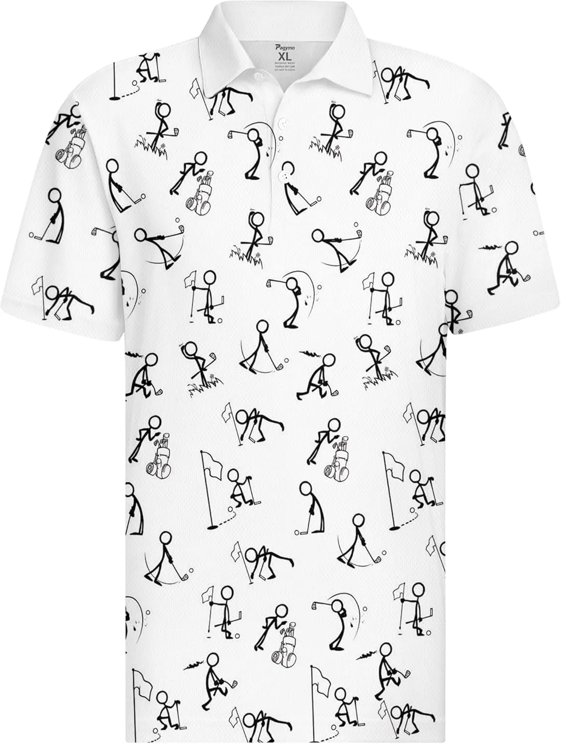 PAGYMO Golf Shirts for Men Hawaiian Crazy Funny Print Mens Polo Shirt