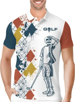 PAGYMO Golf Shirts for Men Hawaiian Crazy Funny Print Mens Polo Shirt