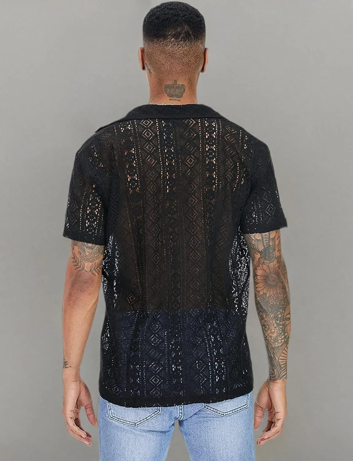 Panegy Men's Sheer Mesh See Through Tshirt Workout Gym Muscle Shirts Party Club Rave Disco Tank Top Tee