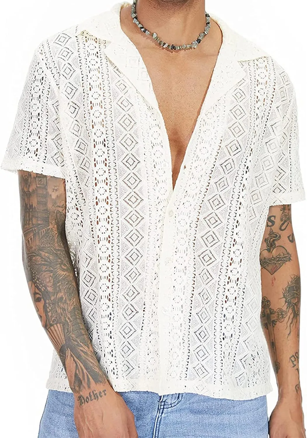Panegy Men's Sheer Mesh See Through Tshirt Workout Gym Muscle Shirts Party Club Rave Disco Tank Top Tee