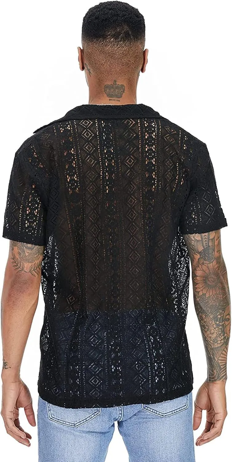 Panegy Men's Sheer Mesh See Through Tshirt Workout Gym Muscle Shirts Party Club Rave Disco Tank Top Tee