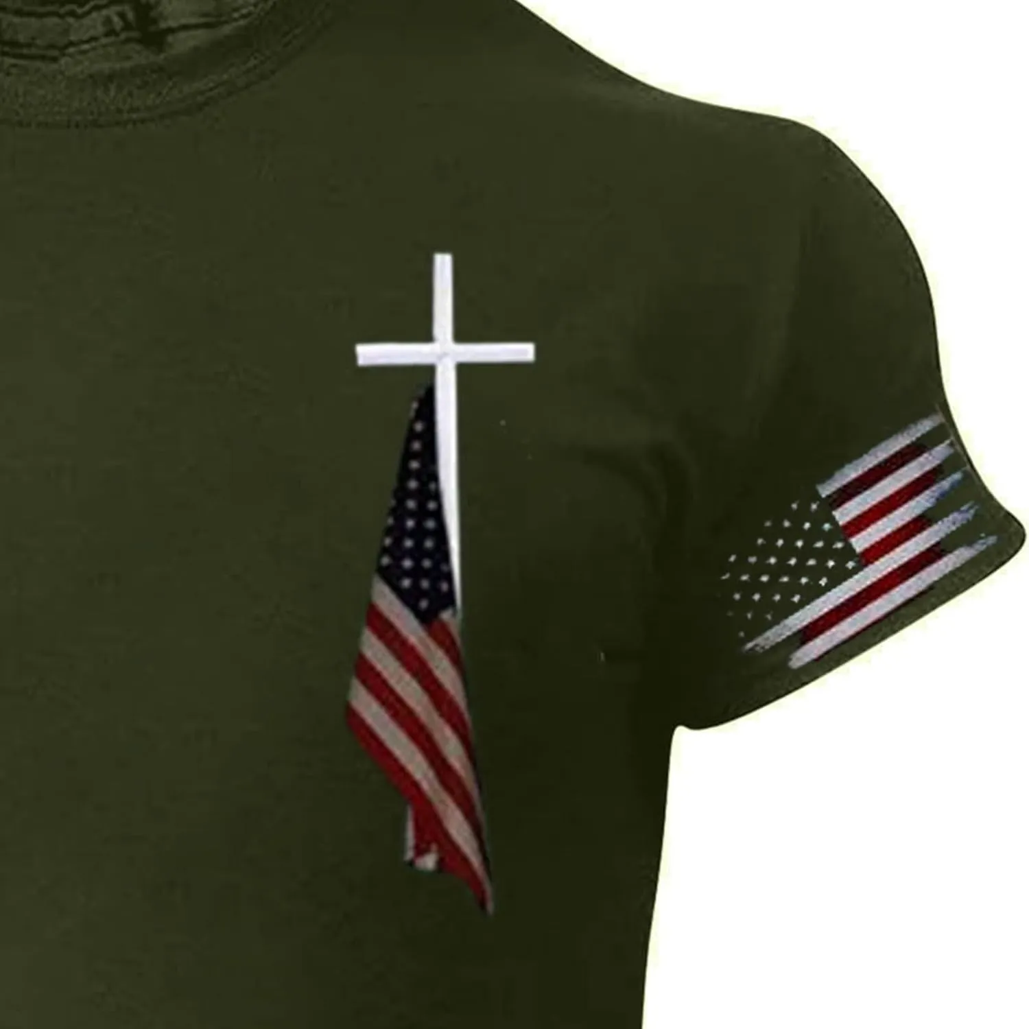 Patriotic Performance Polo Tees - Moisture-Control 4th of July Golf Shirts with Subtle Flag Embroidery, UV Protection Sunwear