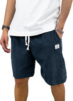 PLEPAN Mens Shorts 7 inch Corduroy Casual Short Drawstring Elastic Waist Lightweight Summer Beach Shorts Loose Fit