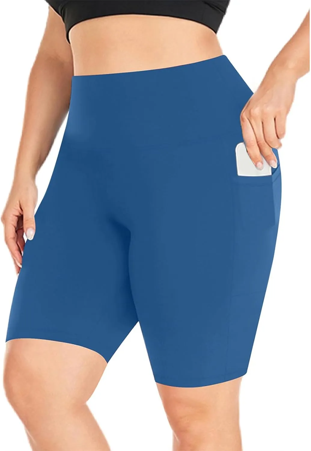 Plus Size Biker Shorts with Pockets for Women-High Waisted Athletic Leggings Bike Shorts for Yoga Workout