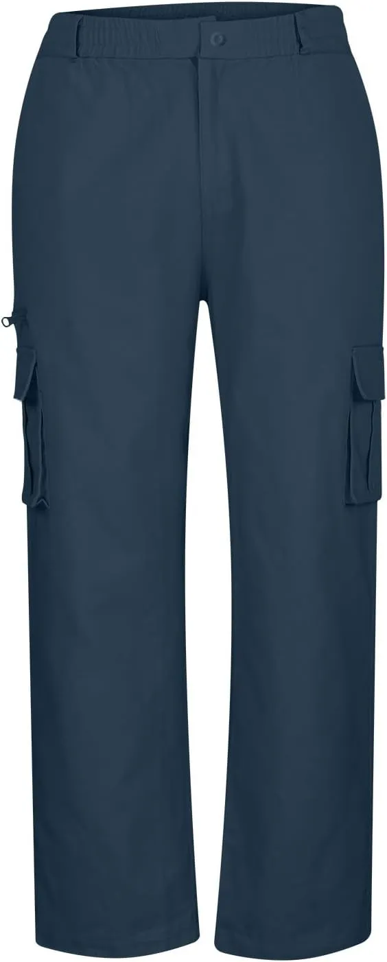 Plus Size Button Up Closure Elastic Waist Cargo Pants Mens Cargo Pants Zipper Decorate Multi-Pocket Cropped Trousers
